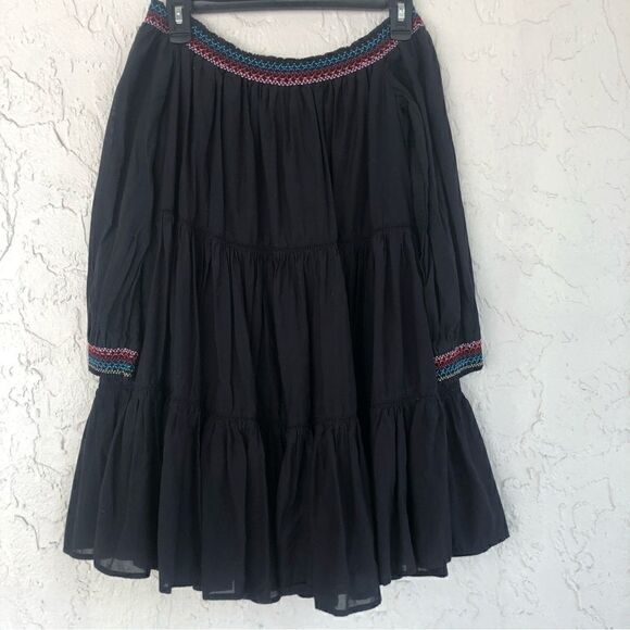 ‎FREE PEOPLE Sunbeam Floral Embroidered Off Shoulder Tiered Boho Dress Si… - Picture 9 of 11